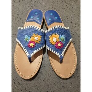 Jack Rogers Crochet Sandals Womens 7 Boho Chic Slip On Floral Vacation Beach